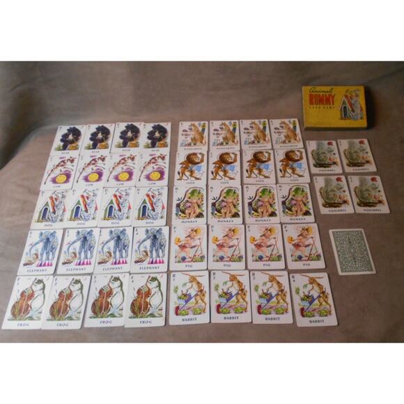 Whitman Animal Rummy Card Game 2998 Complete Original Box 1950s Vintage - Picture 4 of 8